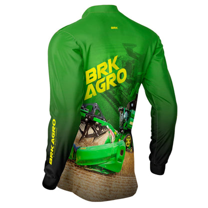 Camisa Agro Brk Colheitadeira X9 Verde com Proteção Solar UV50+ - Brk Agro
