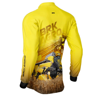 Camisa Agro Brk Colheitadeira CR11 Amarela com Proteção Solar UV50+ - Brk Agro
