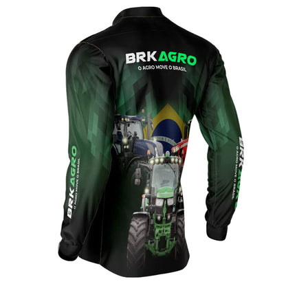 Camisa Agro Brk Preta Tratores com Proteção Solar UV50+ - Brk Agro