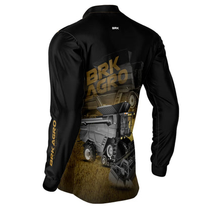 Camisa Agro Brk Preta Colheitadeira Ideal com Proteção Solar UV50+ - Brk Agro