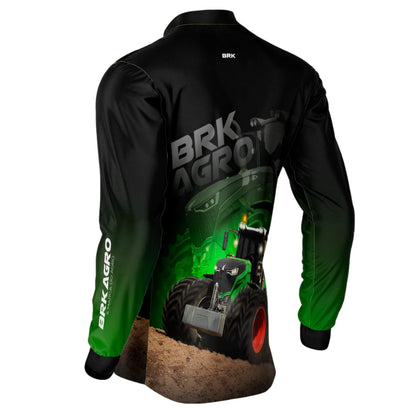 Camisa Agro Brk Trator Vario 1000 Preta com Proteção Solar UV50+ - Brk Agro