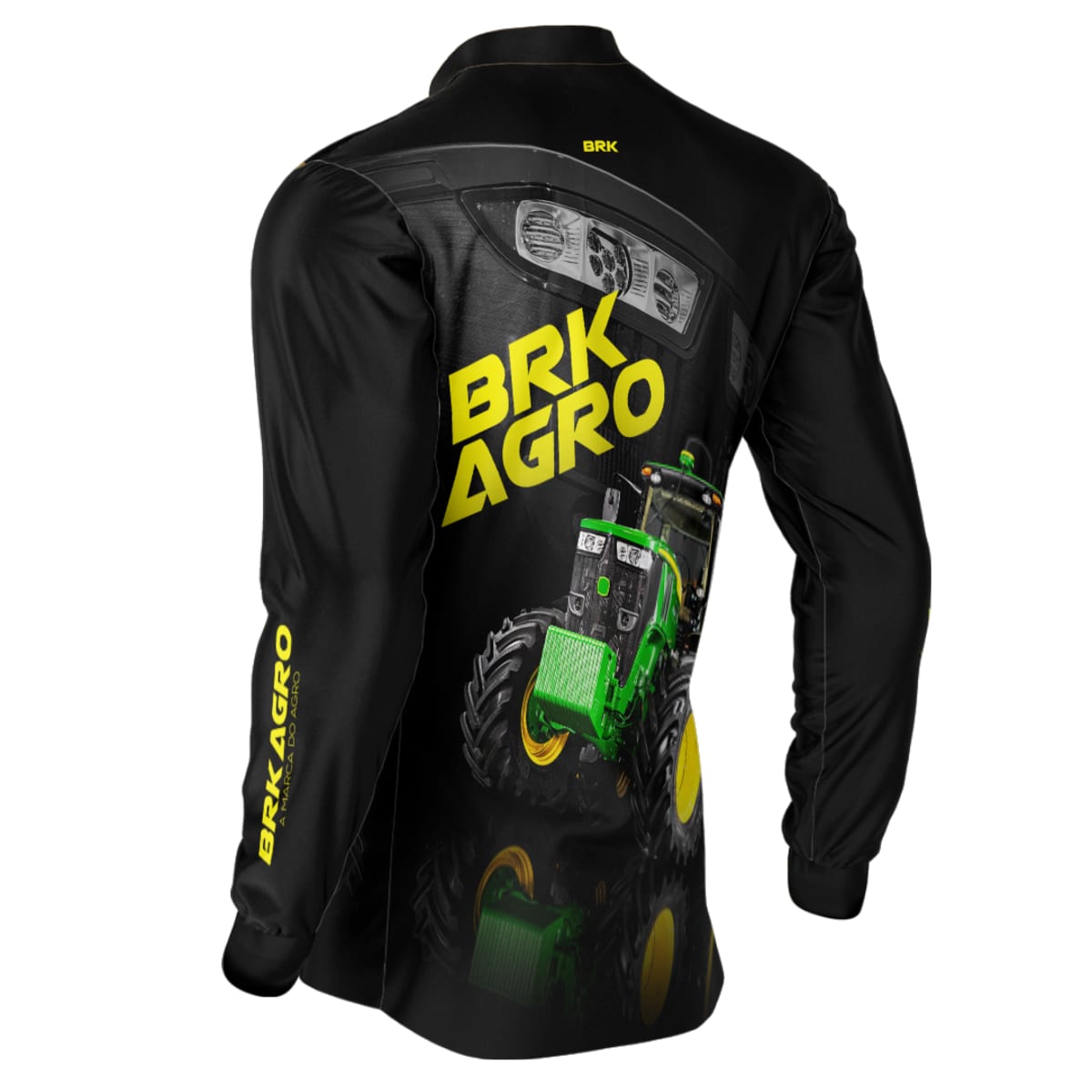 Camisa Agro Brk Trator 7M Verde e Preto com Proteção Solar UV50+ - Brk Agro