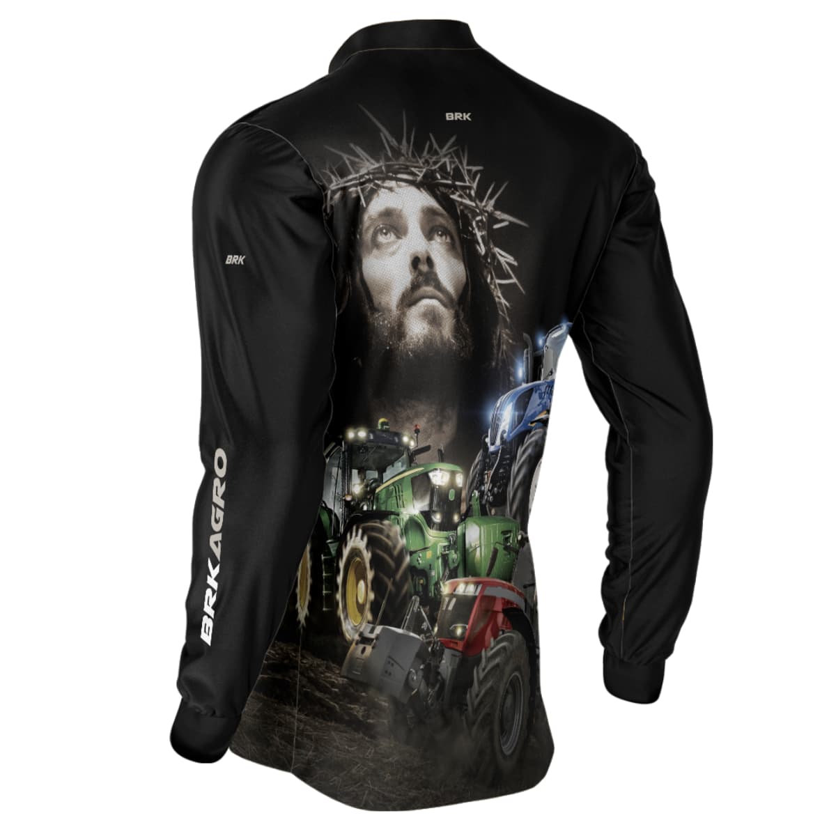 Camisa Agro Brk Trator Jesus Preta com Proteção Solar UV50+ - Brk Agro