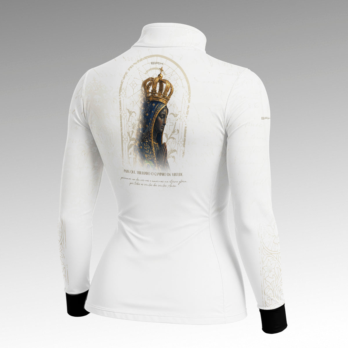 Camisa Feminina Nossa Senhora Aparecida Oração Branco com UV50