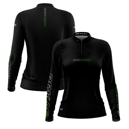 Camisa Feminina Agro  Brk Básica Preta com Proteção Solar UV50+ - Brk Agro
