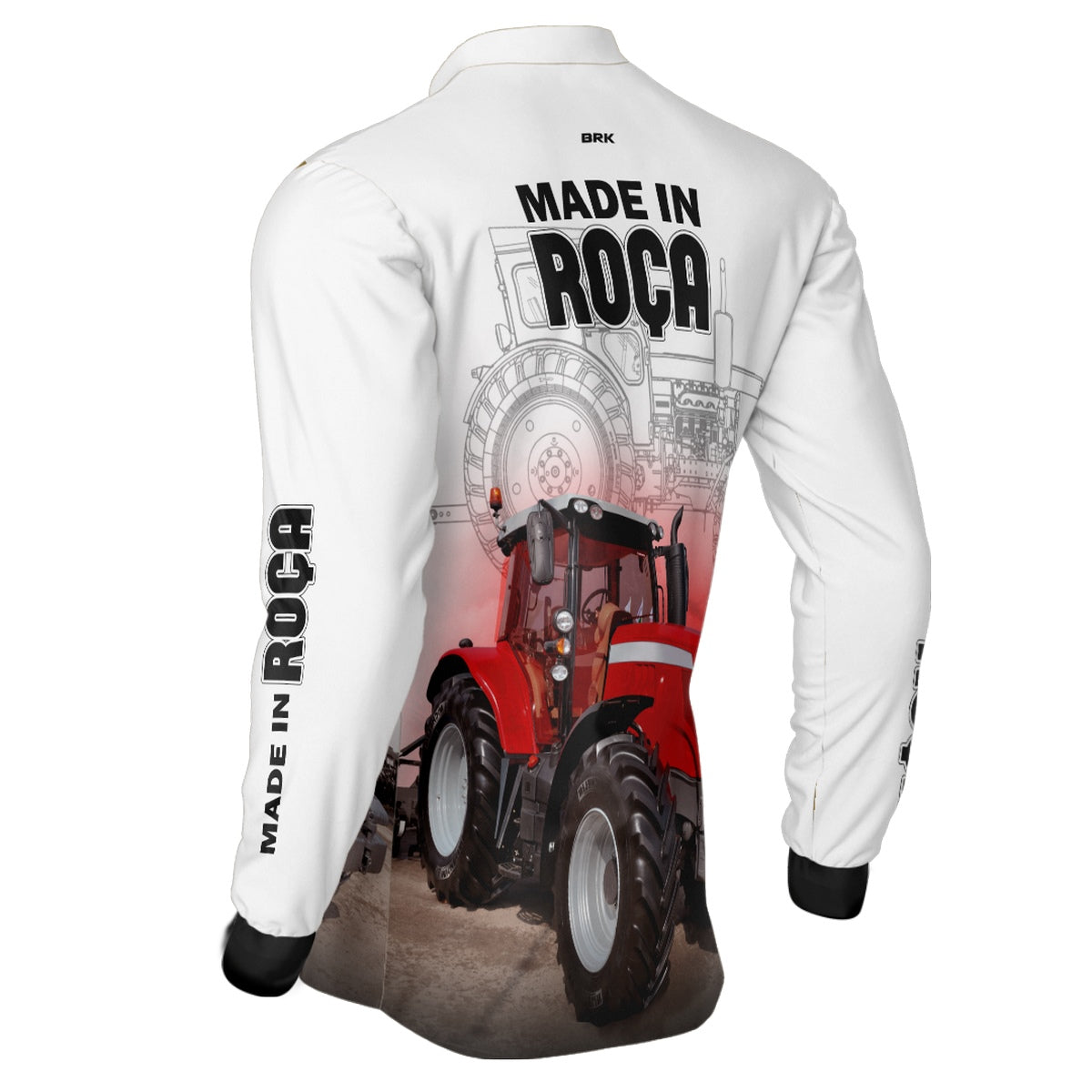 Camisa Agro Brk Made in Roça Branca Trator Vermelho com Proteção Solar UV50+ - Brk Agro