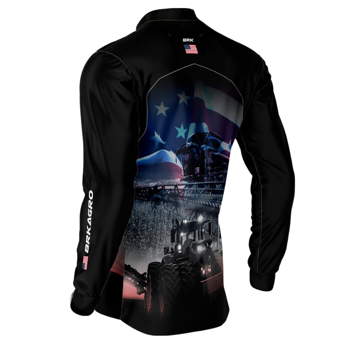 Camisa Agro Brk Veículos Agrícolas e Bandeira Estados Unidos com Proteção Solar UV50+ - BRK AGRO