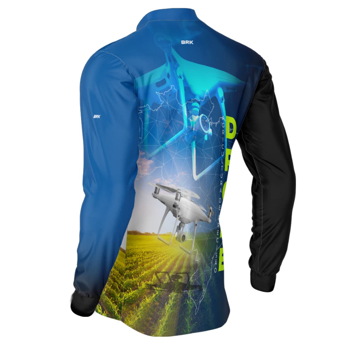 Camisa Agro Brk Azul Drone Agricultura de Precisão com Proteção Solar UV50+ - Brk Agro