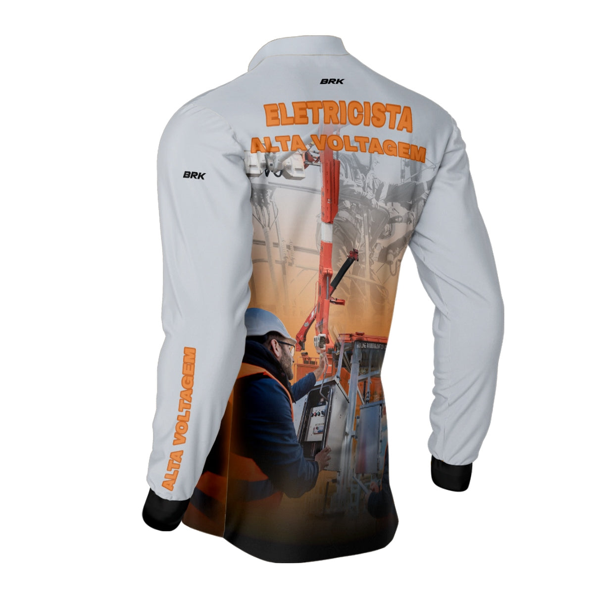 Camisa Brk Profissões Eletricista Alta Tensão Branca com Proteção UV50+ - Brk Agro