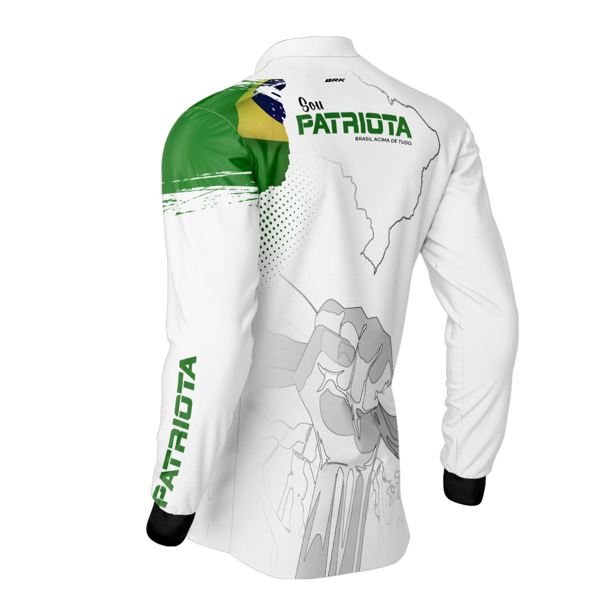 Camisa Agro Brk Básica Patriota Bandeira do Brasil Branca com Proteção UV50+ - Brk Agro