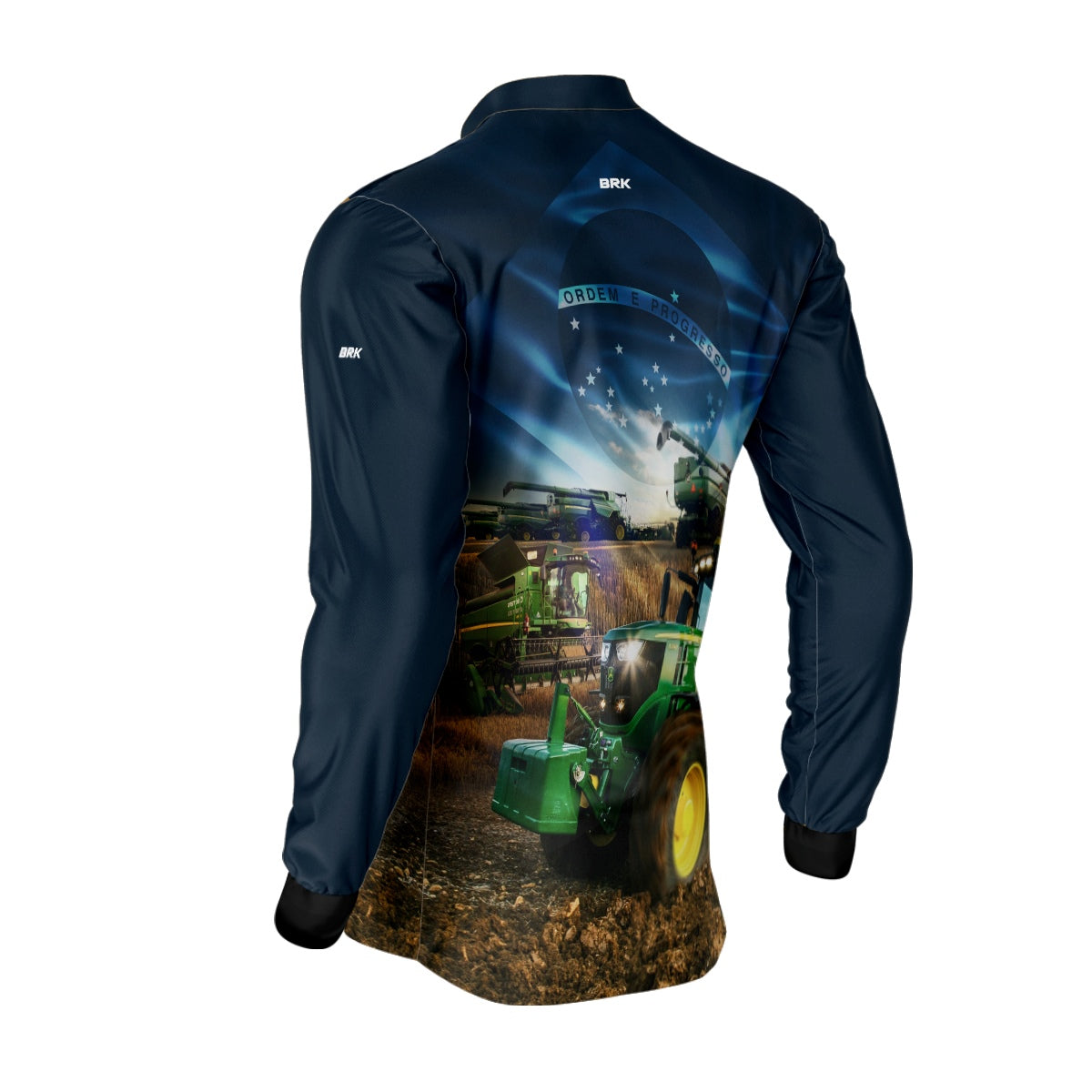 Camisa Agro Brk Trator Verde Brasil Azul com Proteção Solar UV50+ - Brk Agro