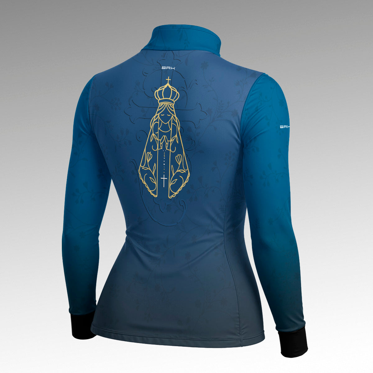 Camisa Feminina Nossa Senhora Aparecida Mãe Padroeira Azul com UV50