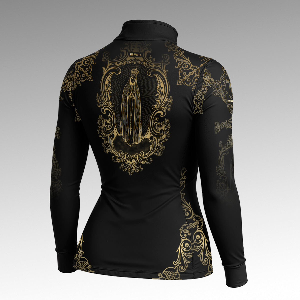 Camisa Feminina Nossa Senhora Floral Dourada com UV50