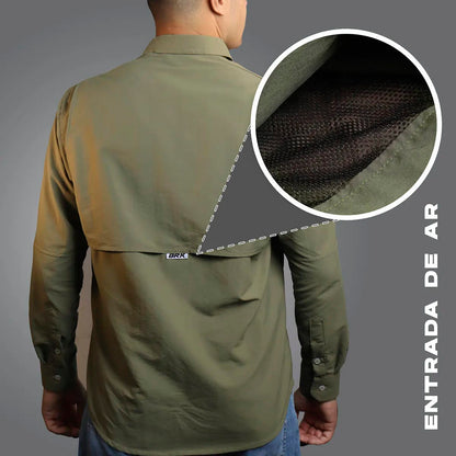 Camisa Work Agro Brk Caqui com Proteção UV50+ - Brk Agro