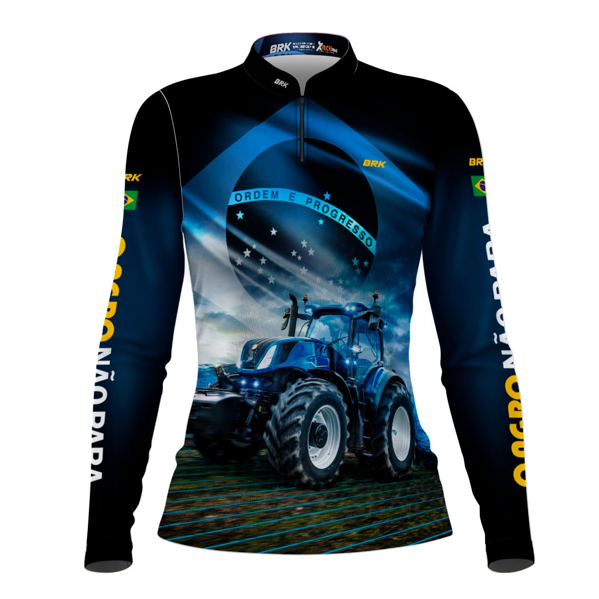 Camisa Feminina Agro Brk O Agro Não Para Azul Proteção Solar UV50+ - Brk Agro