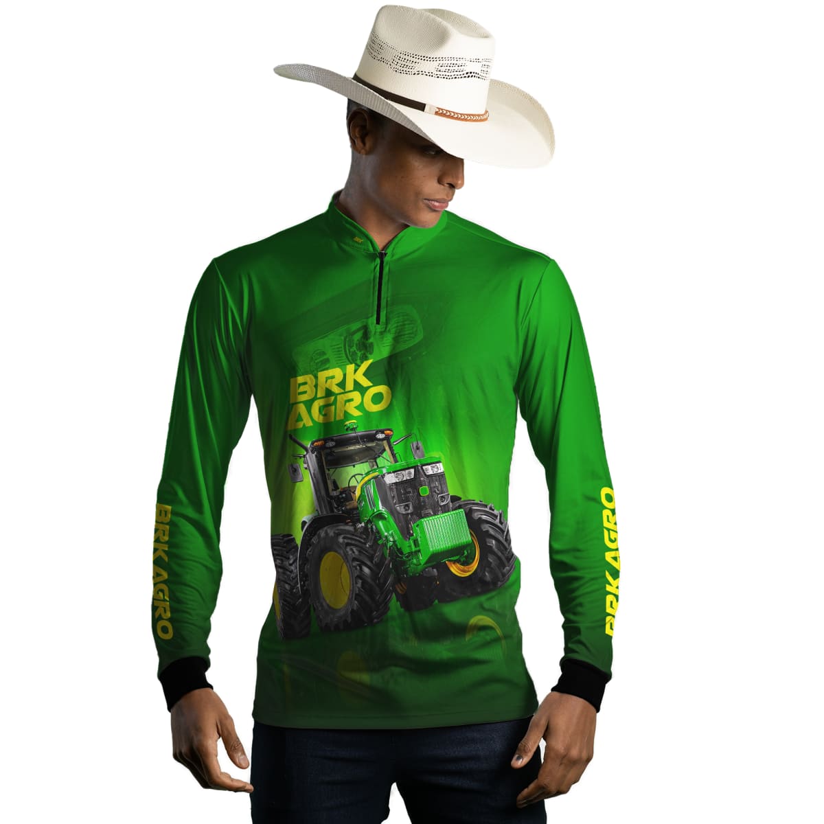 Camisa Agro Brk Trator Verde 7M com Proteção Solar UV50+ - Brk Agro