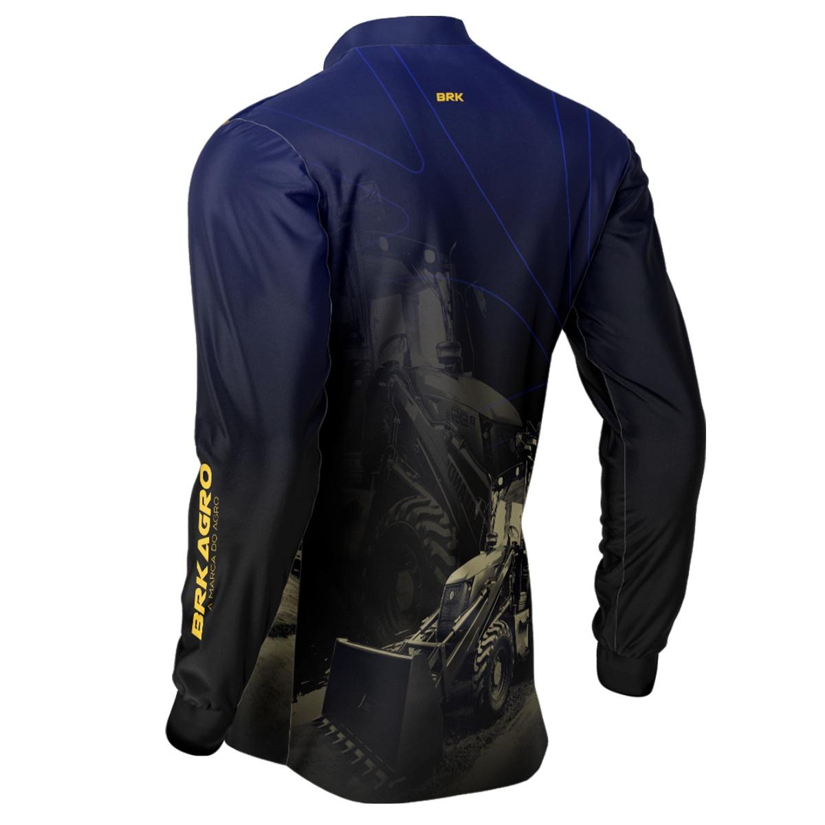Camisa Agro Brk Azul e Preta Retroescavadeira com UV50+ - Brk Agro