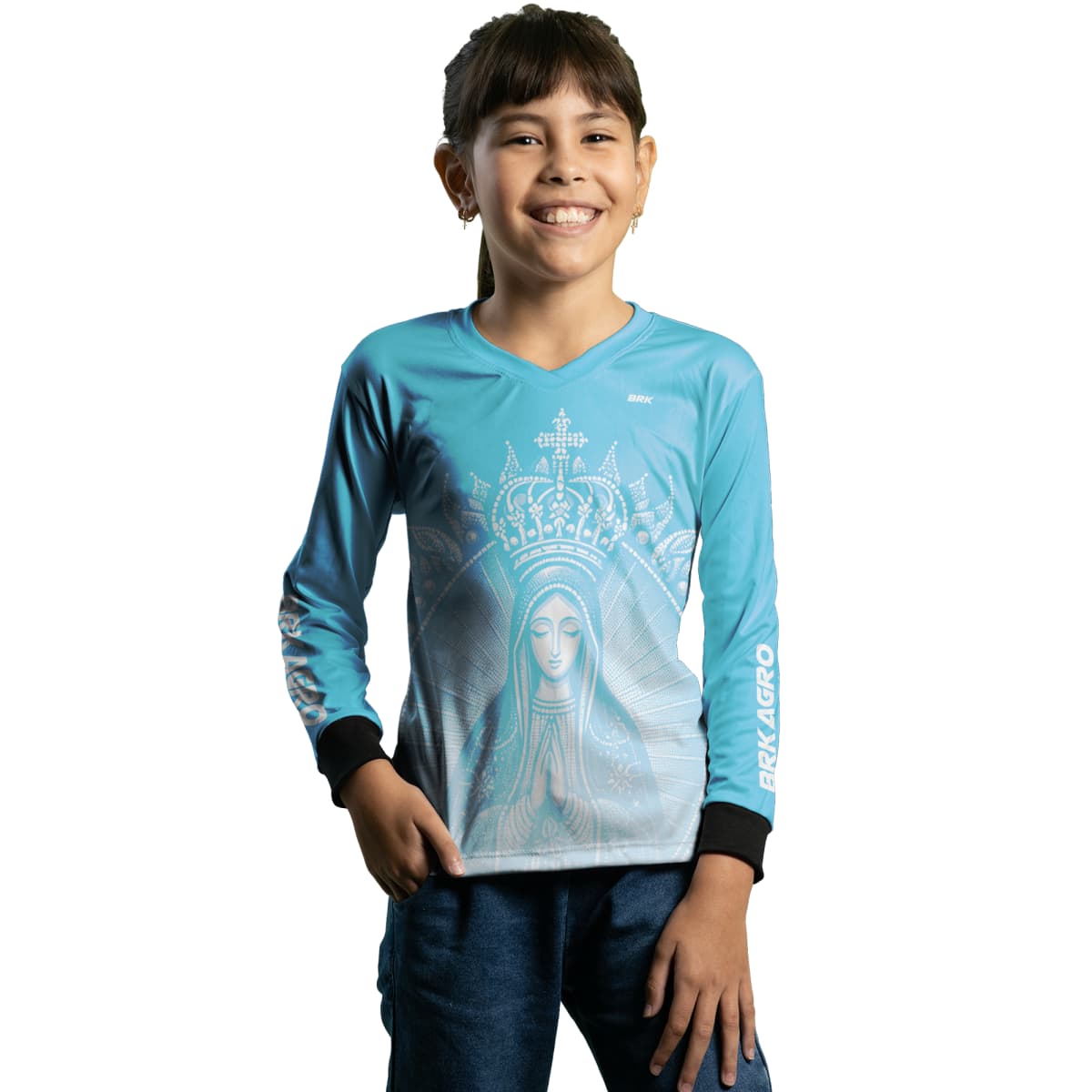 Camisa Agro Brk Feminina Nossa Senhora Azul Clara com Proteção Solar UV50+ - Brk Agro