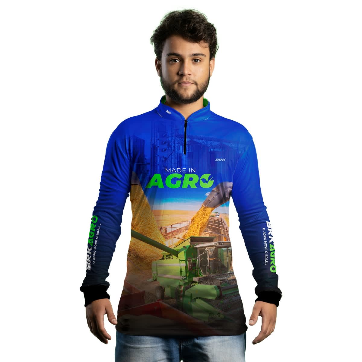 Camisa Agro Brk Azul Made in Agro Cultivo de Soja com UV50+ - Brk Agro