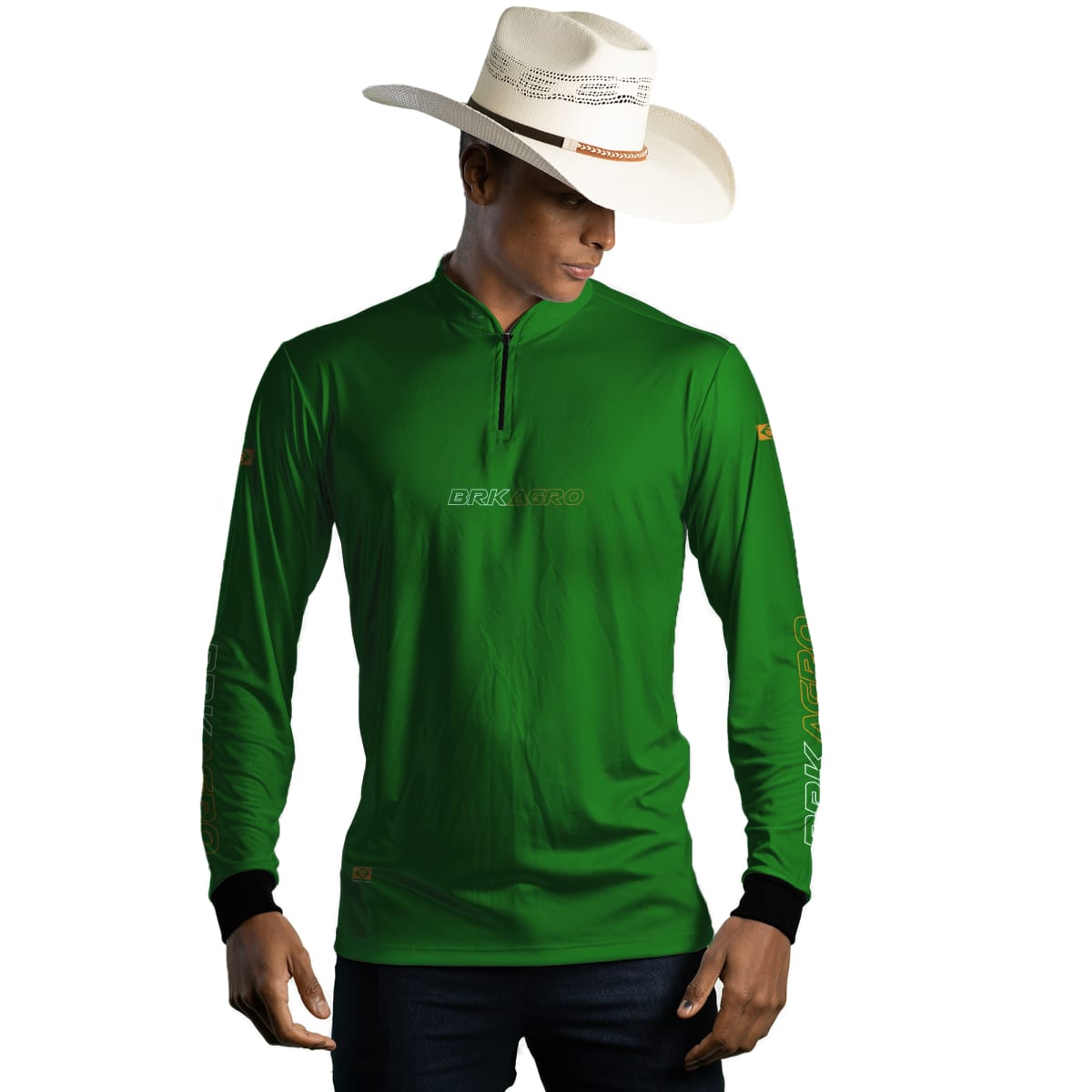 Camisa Agro Brk Básica Verde com Proteção Solar UV50+ - Brk Agro