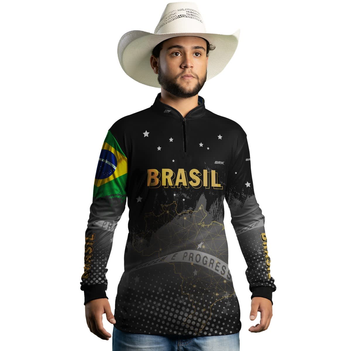 Camisa Agro Brk Brasil Preta com Proteção Solar UV50+ - Brk Agro