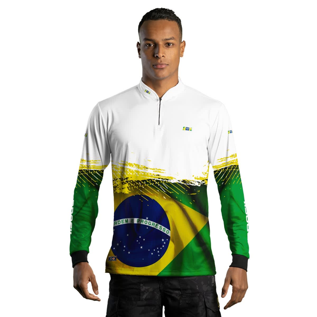 Camisa Agro Brk Brasil Branca com Proteção Solar UV50+ - Brk Agro