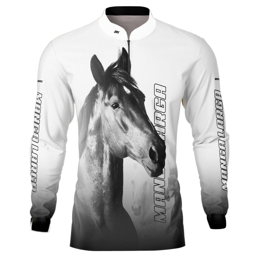 Camisa Agro Brk Cavalo Mangalarga Branca com UV50+ - BRK AGRO