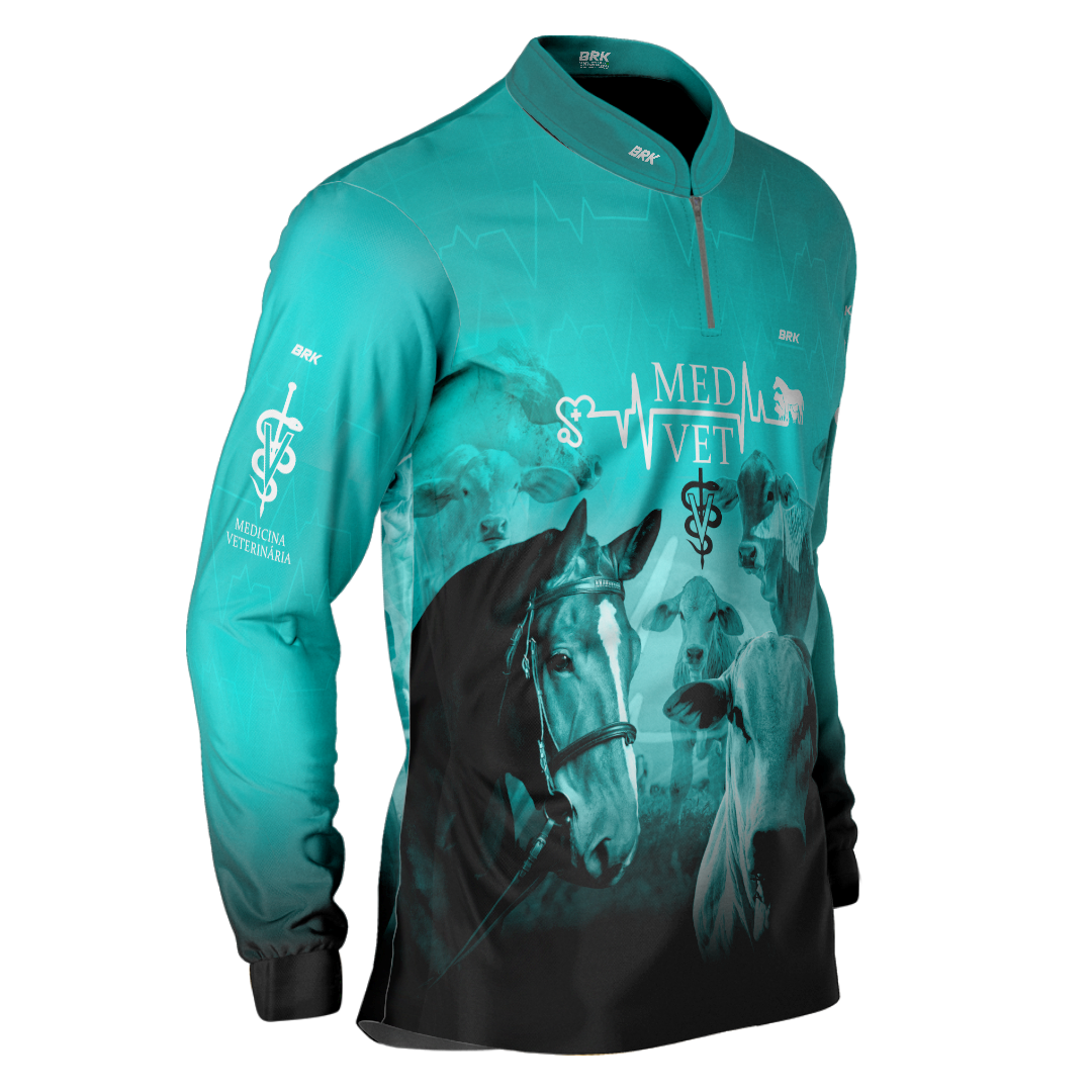 Camisa Agro Brk Medicina Veterinária Azul com UV50+ - BRK AGRO