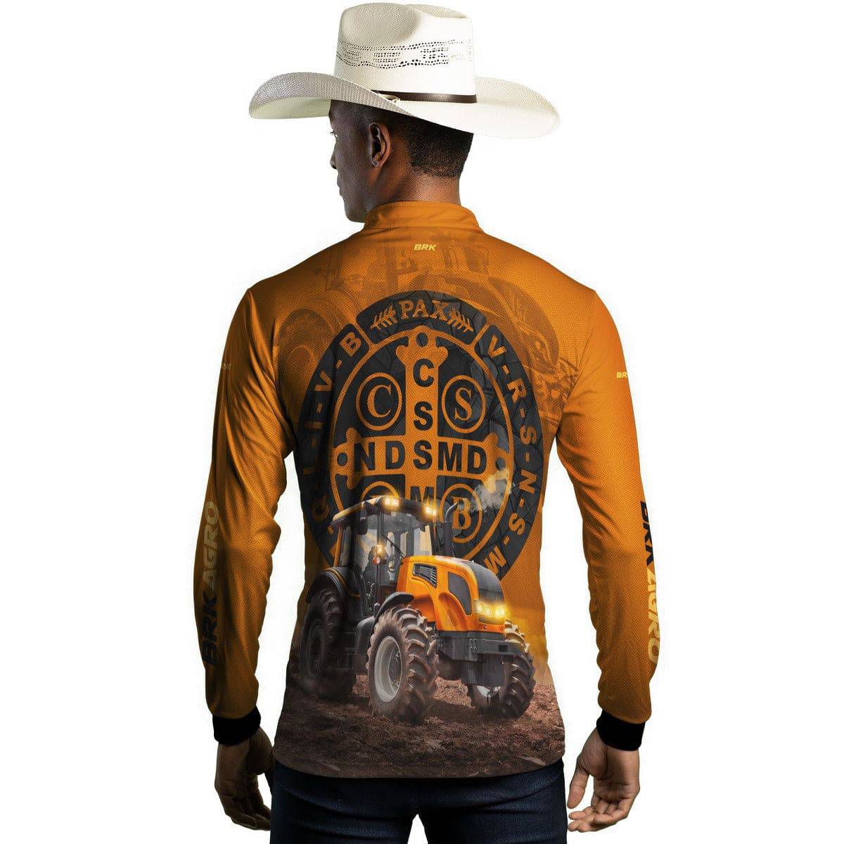Camisa Agro Brk Trator São Bento Laranja com Proteção Solar UV50+ - BRK AGRO