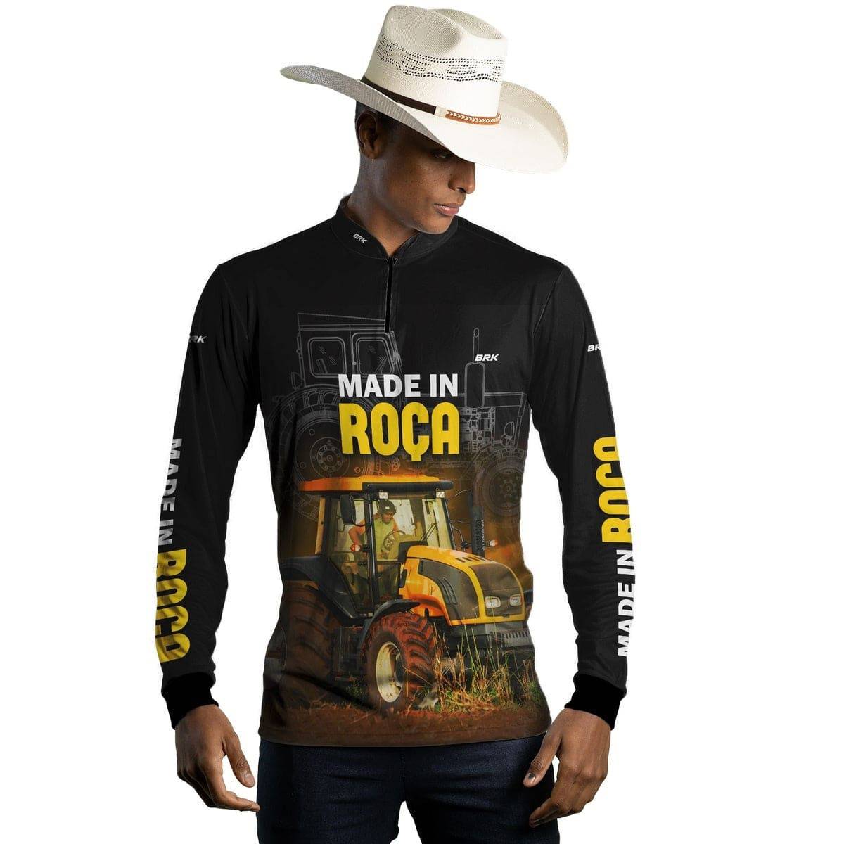 Camisa Agro Brk Made in Roça Trator Amarelo com Proteção Solar UV50+ - BRK AGRO