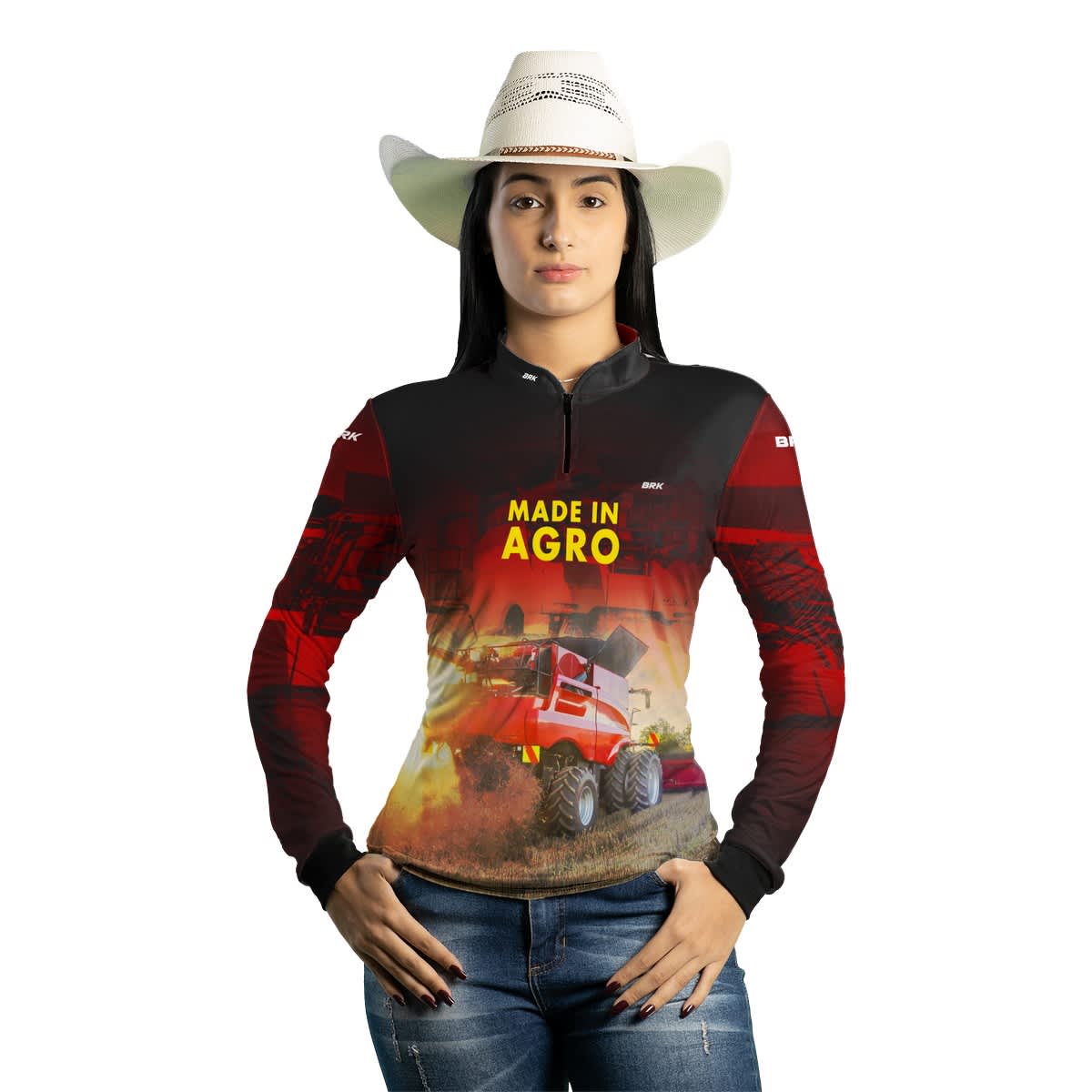 Camisa Agro Brk Vermelha Colheitadeira Made in Agro com Proteção Solar UV50+ - Brk Agro