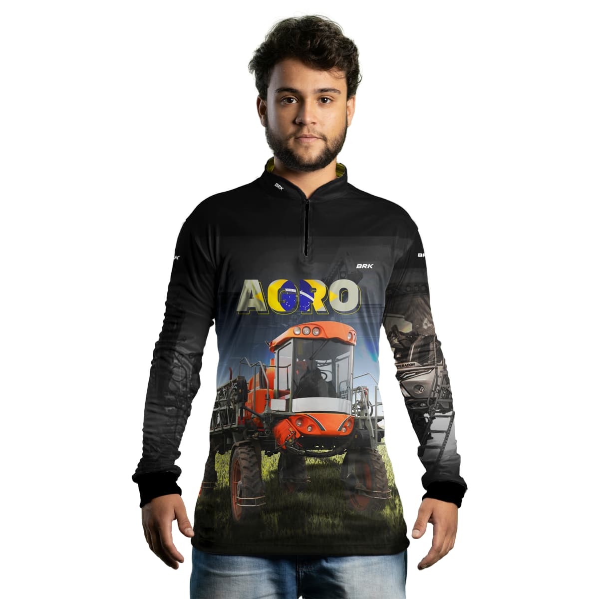 Camisa Agro Brk Pulverizador Trator Laranja com Proteção Solar UV50+ - Brk Agro