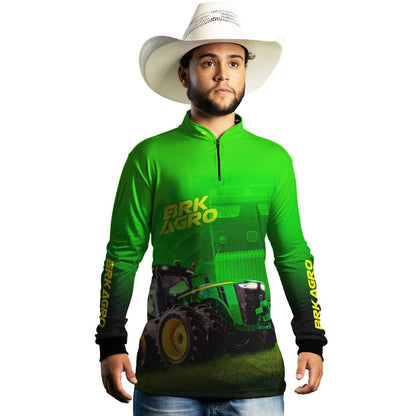 Camisa Agro Brk Trator 8250R Verde com Proteção Solar UV50+ - Brk Agro