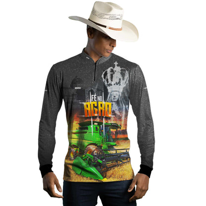 Camisa Agro Brk Colheitadeira Padroeira Fé no Agro com Proteção Solar UV50+ - Brk Agro