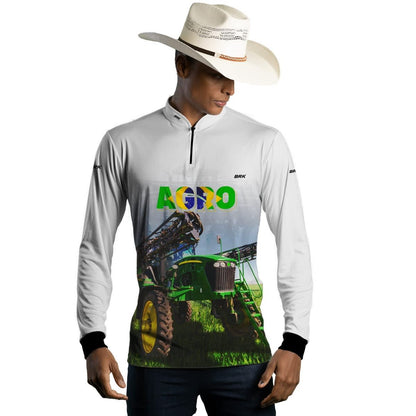 Camisa Agro Brk Pulverizador Branca com Proteção Solar UV50+ - Brk Agro