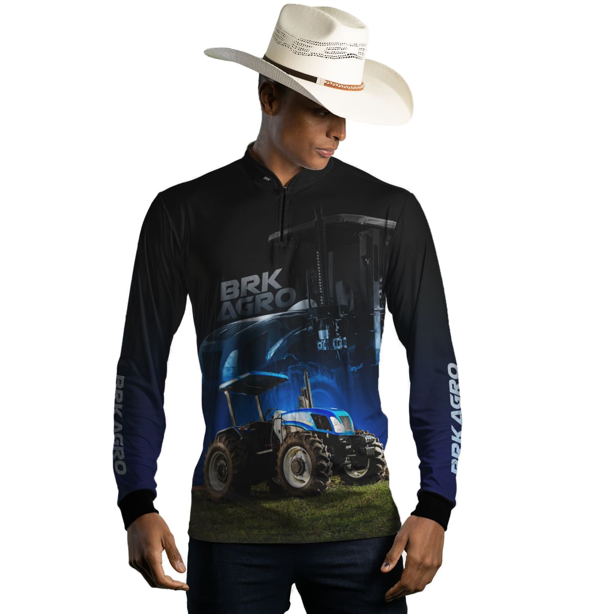 Camisa Agro Brk Trator TL5 Azul com Proteção Solar UV50+ - Brk Agro