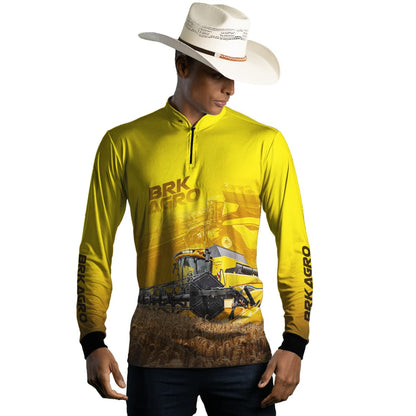 Camisa Agro Brk Colheitadeira CR11 Amarela com Proteção Solar UV50+ - Brk Agro