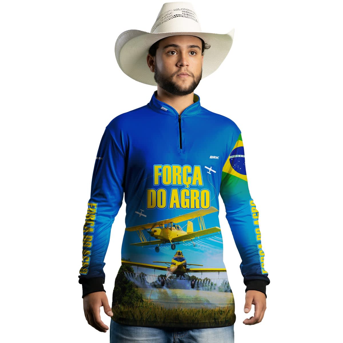 Camisa Agro Brk Azul Aviação Agrícola com Proteção Solar UV50+ - Brk Agro