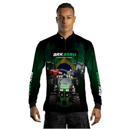 Camisa Agro Brk Preta Tratores com Proteção Solar UV50+ - Brk Agro