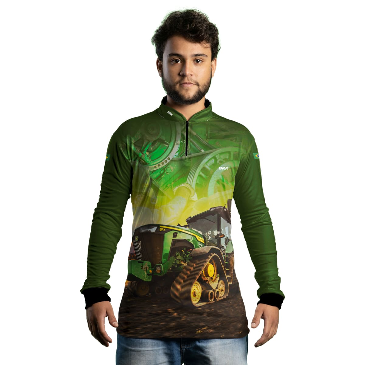 Camisa Agro Brk Trator Agrícola Verde com Proteção Solar UV50+ - Brk Agro
