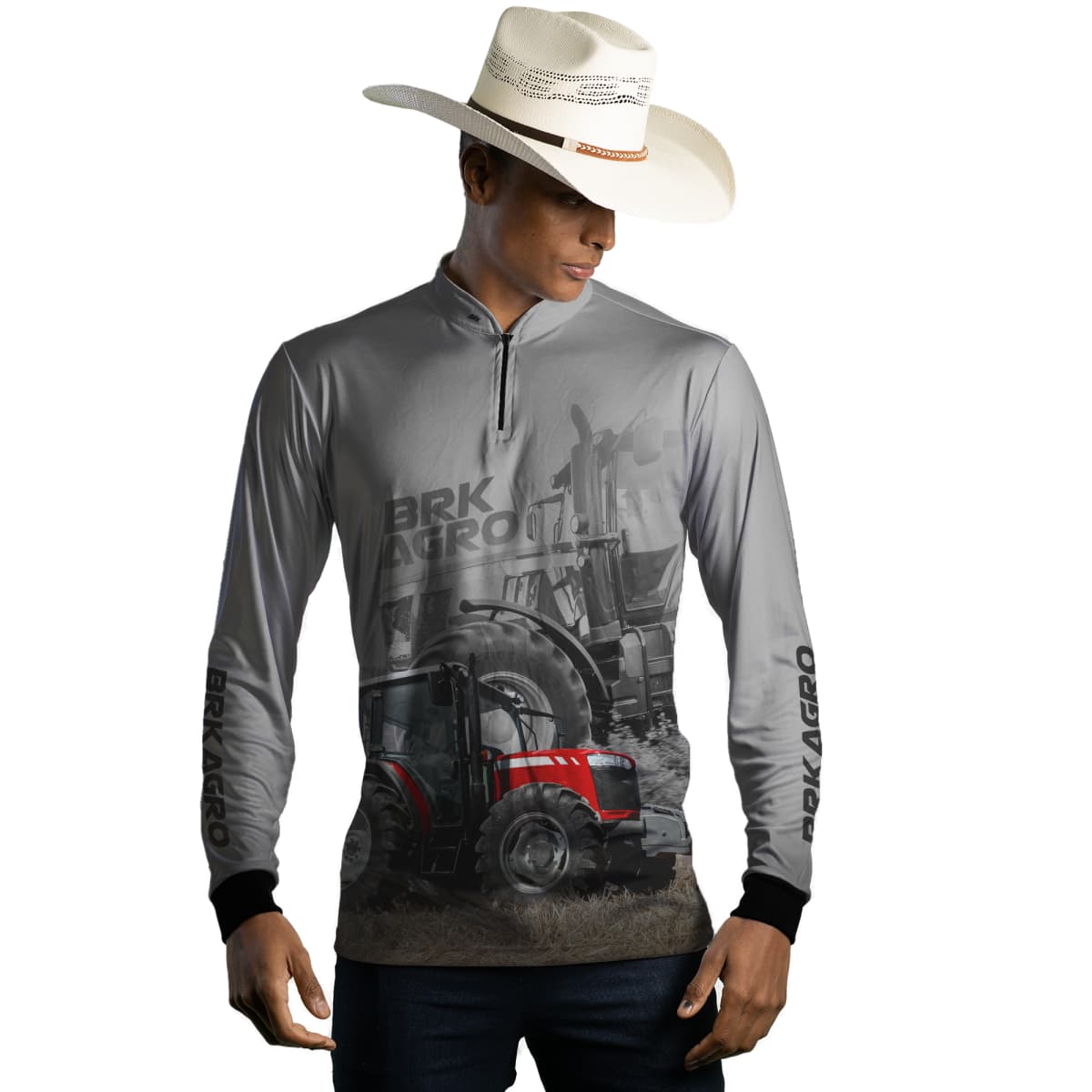 Camisa Agro Brk Trator 4707 Vermelho Clara com Proteção Solar UV50+ - Brk Agro