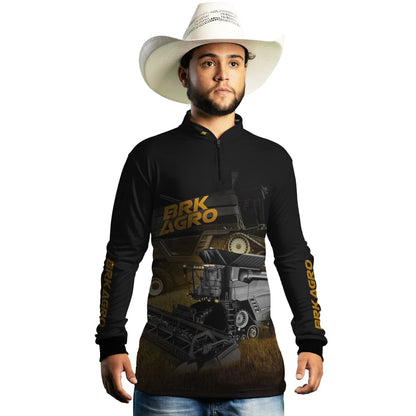 Camisa Agro Brk Preta Colheitadeira Ideal com Proteção Solar UV50+ - Brk Agro