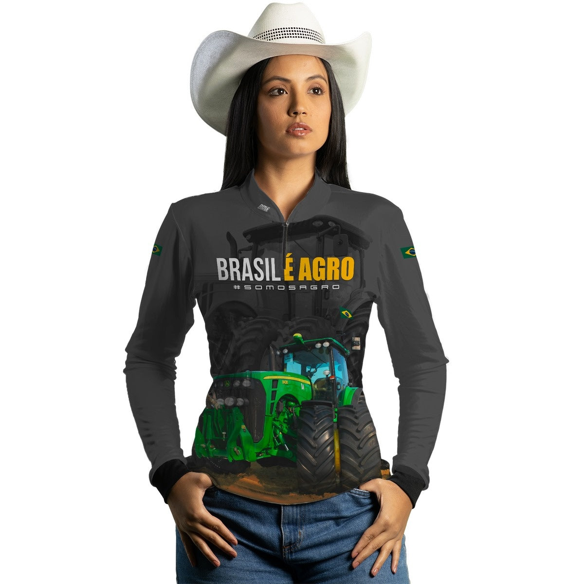 Camisa Agro Brk Cinza Brasil é Agro com Proteção Solar UV50+ - Brk Agro