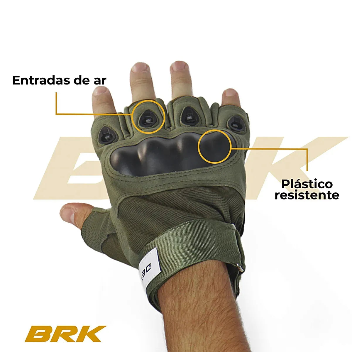 Luva Esportiva Tática Meio Dedo Dorsal - Brk Agro