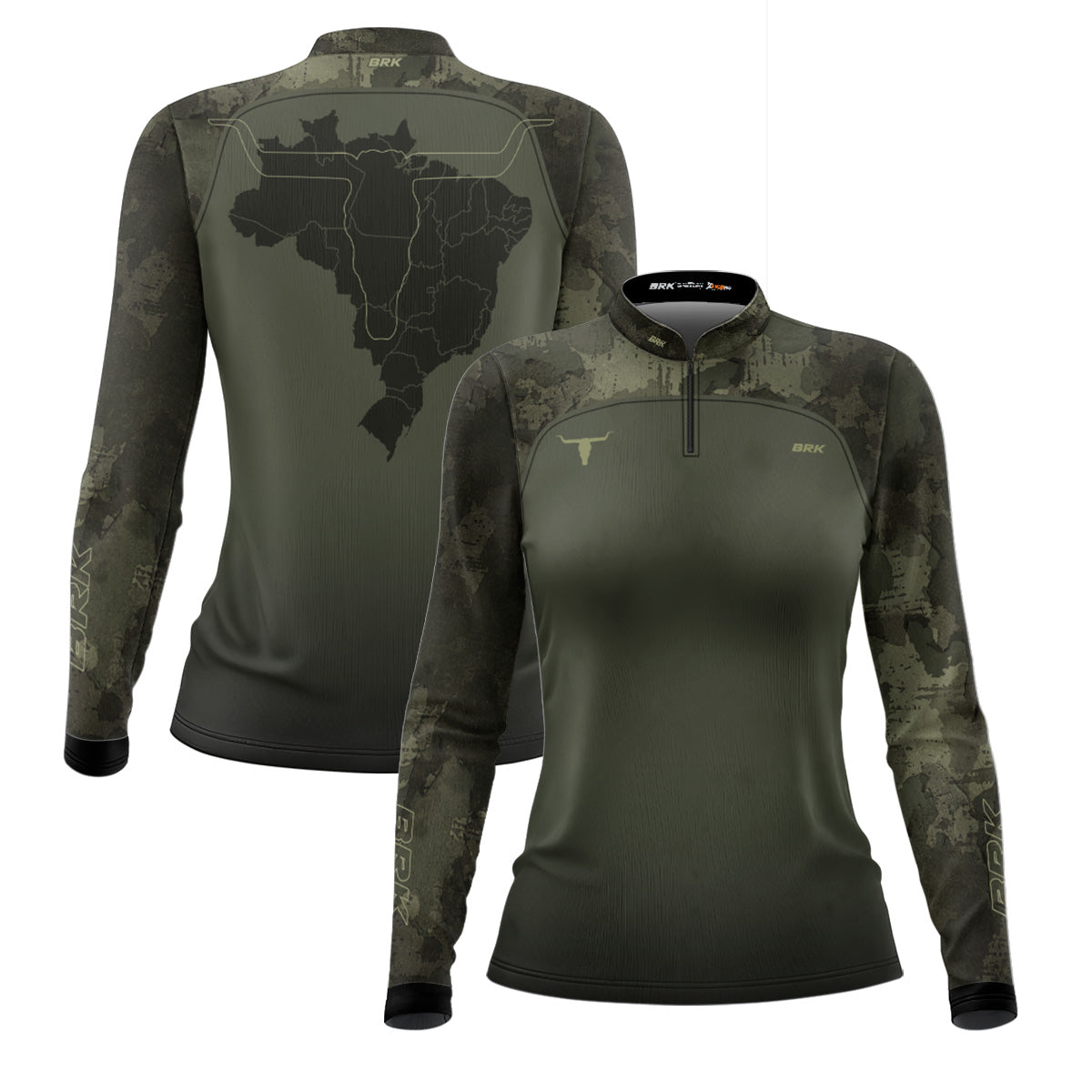 Camisa Agro Feminina Brk Camuflado Long Horn com Proteção Solar UV50+ - Brk Agro