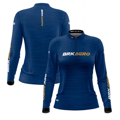 Camisa Feminina Agro  Brk Mescla Azul Petróleo com Proteção Solar UV50+ - Brk Agro
