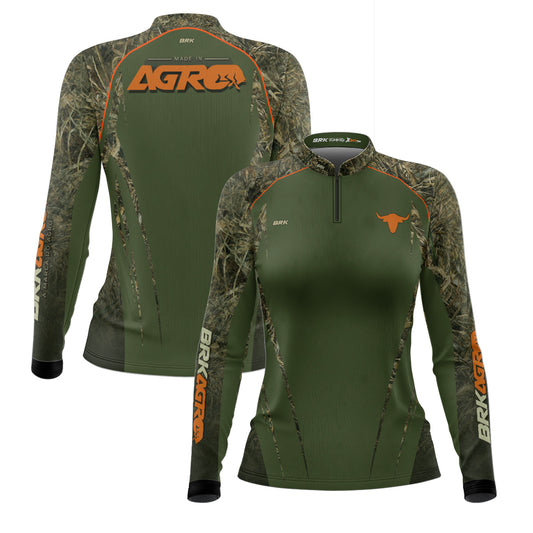 Camisa Agro Feminina Brk Agronomia Real Tree com UV50+