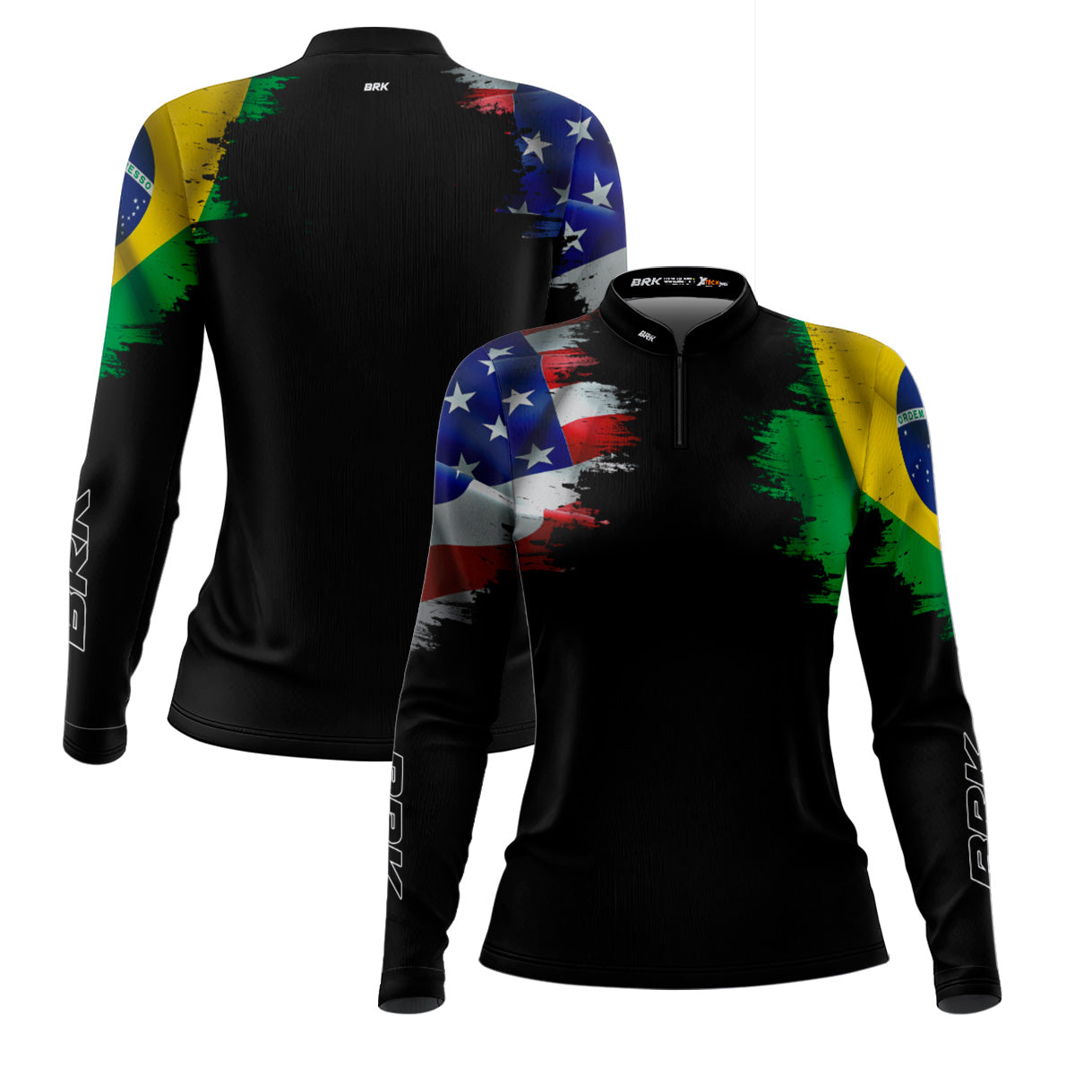 Camisa Feminina Agro  Brk Bandeira Brasil Estados Unidos com UV50+ - Brk Agro