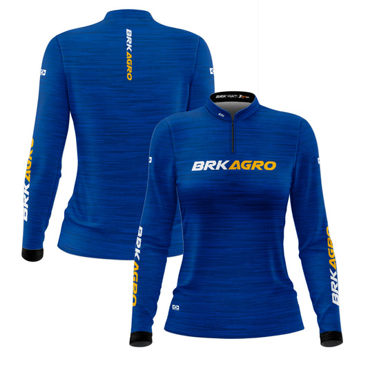 Camisa Feminina Agro  Brk Mescla Azul Royal com Proteção Solar UV50+ - Brk Agro