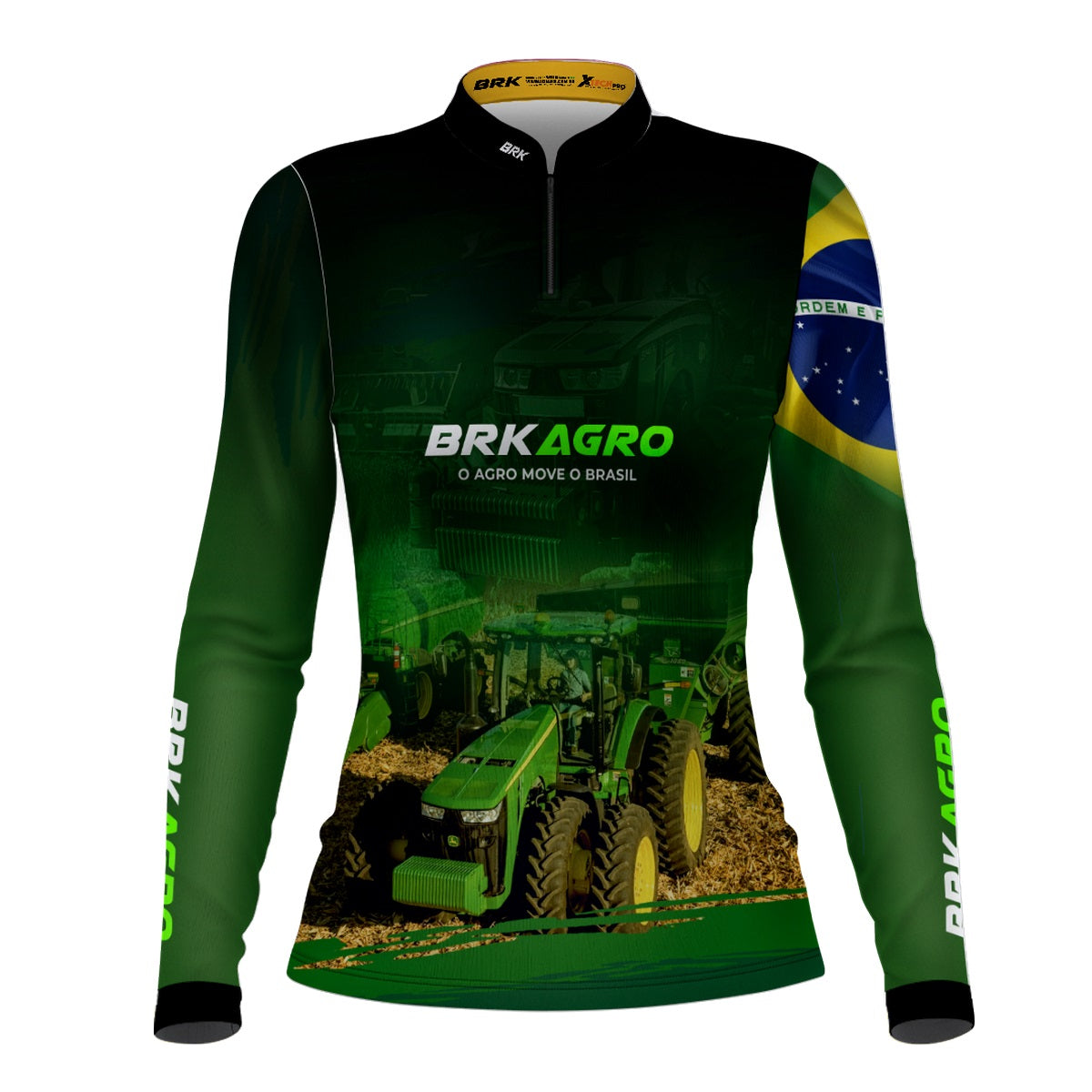 Camisa Feminina Agro Brk Verde o Agro Move o Brasil com Proteção Solar UV50+ - Brk Agro
